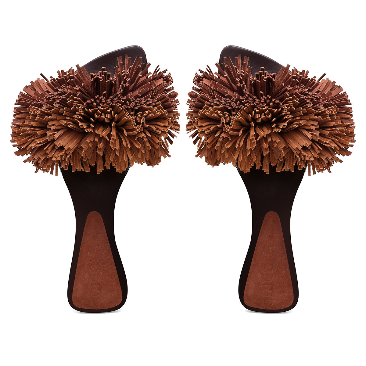 Rasteira Pompom Franjas Caramelo
