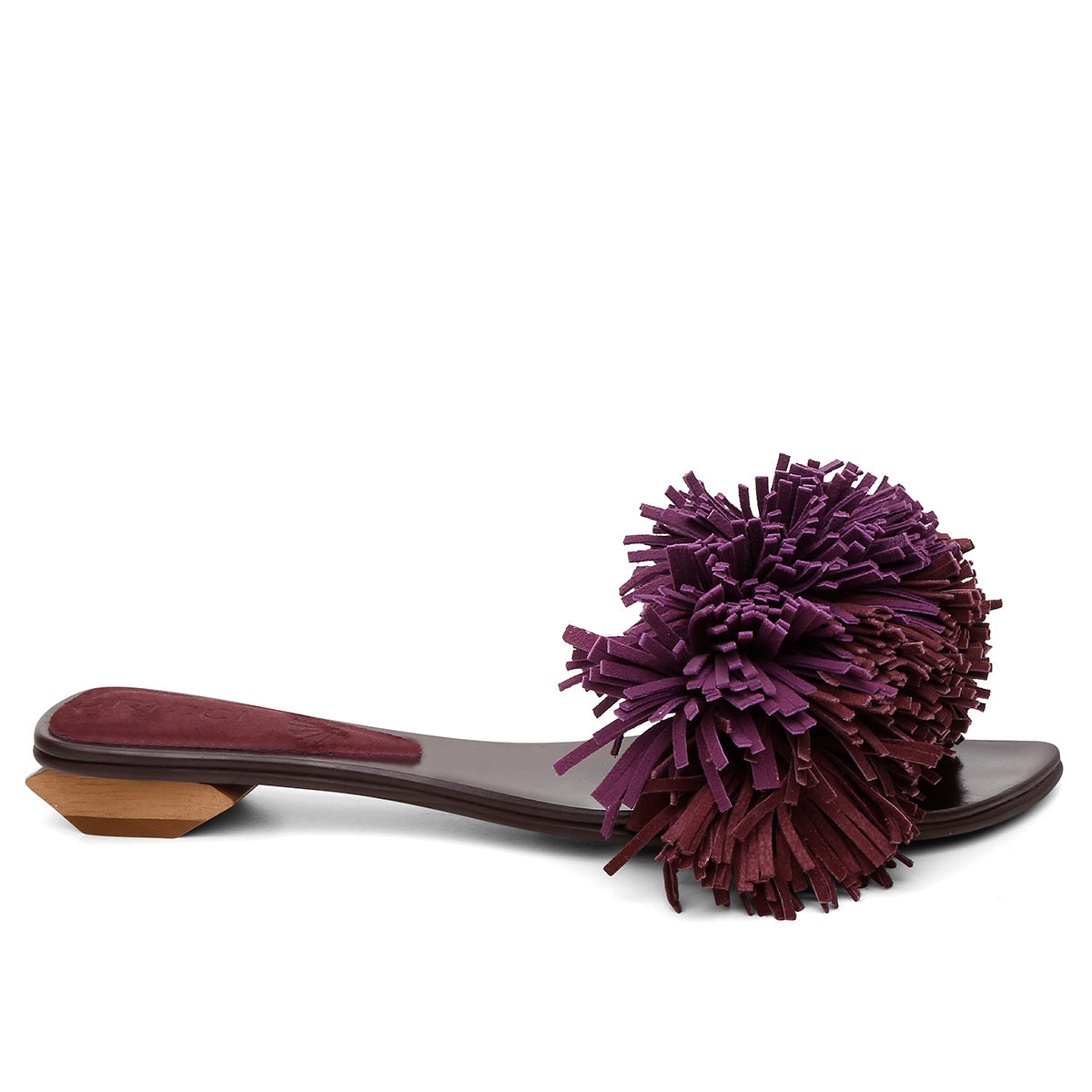 Rasteira Pompom Franjas Violeta