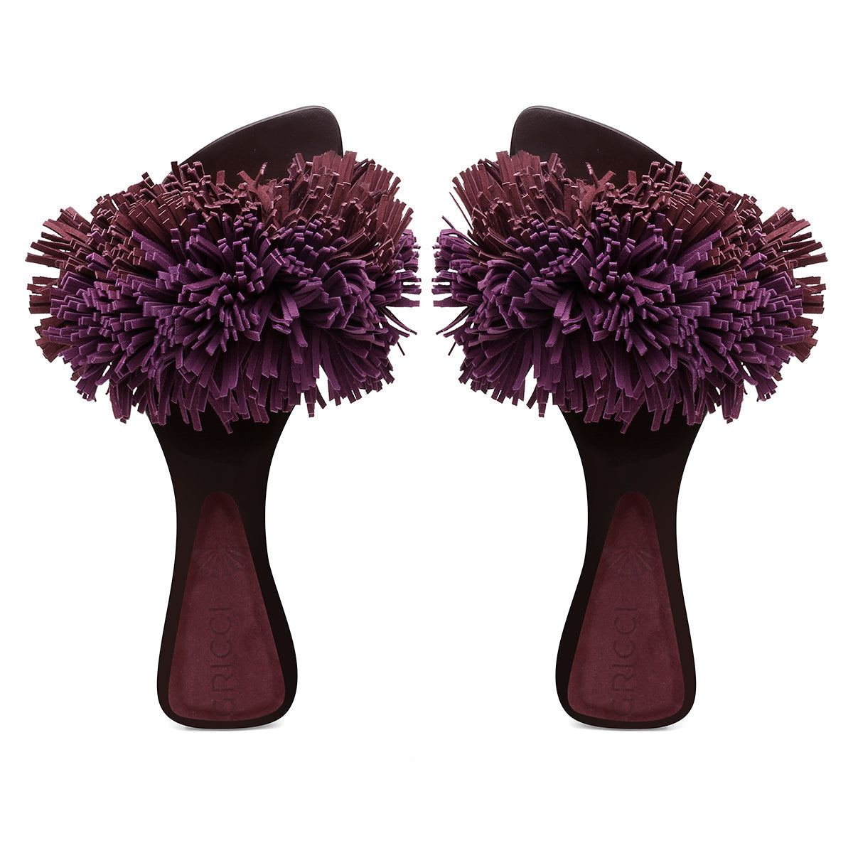Rasteira Pompom Franjas Violeta